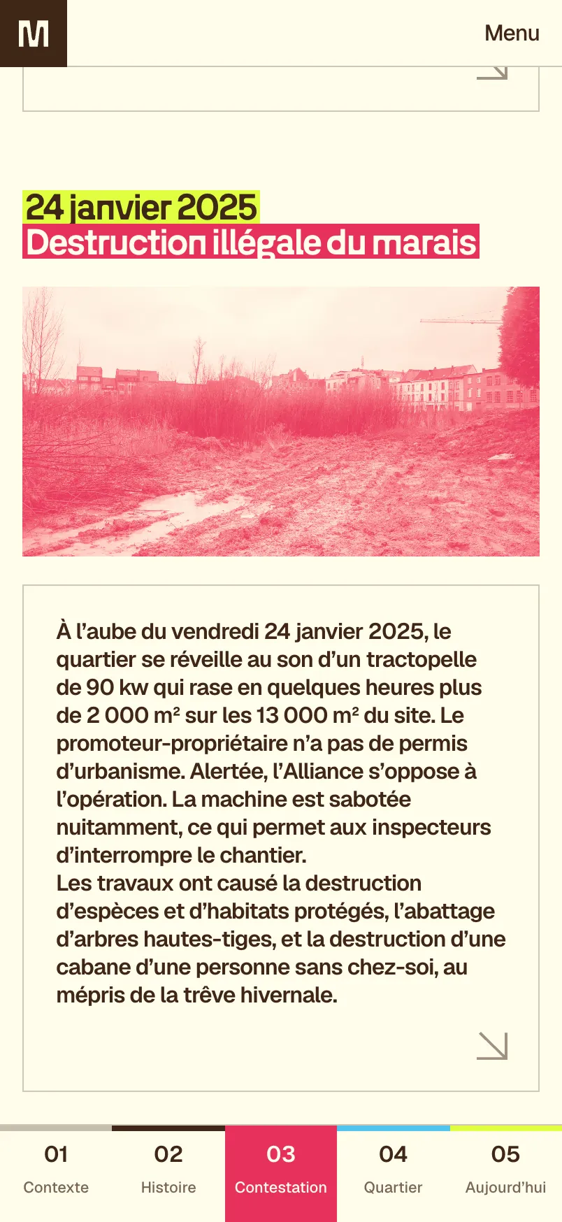 Le bloc 24 sur téléphone : 24 janvier 2025, destruction illégale du marais
